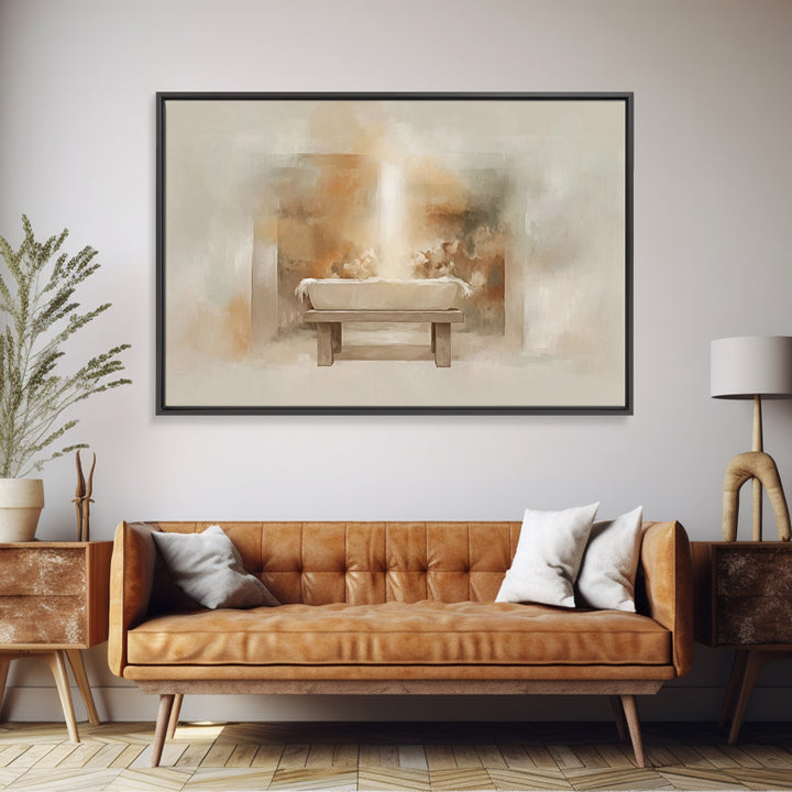 Holy Cradle | Framed Canvas Print | Christian Art Canvas | Christian Christmas Art | Christian Wall Art | Jesus Painting
