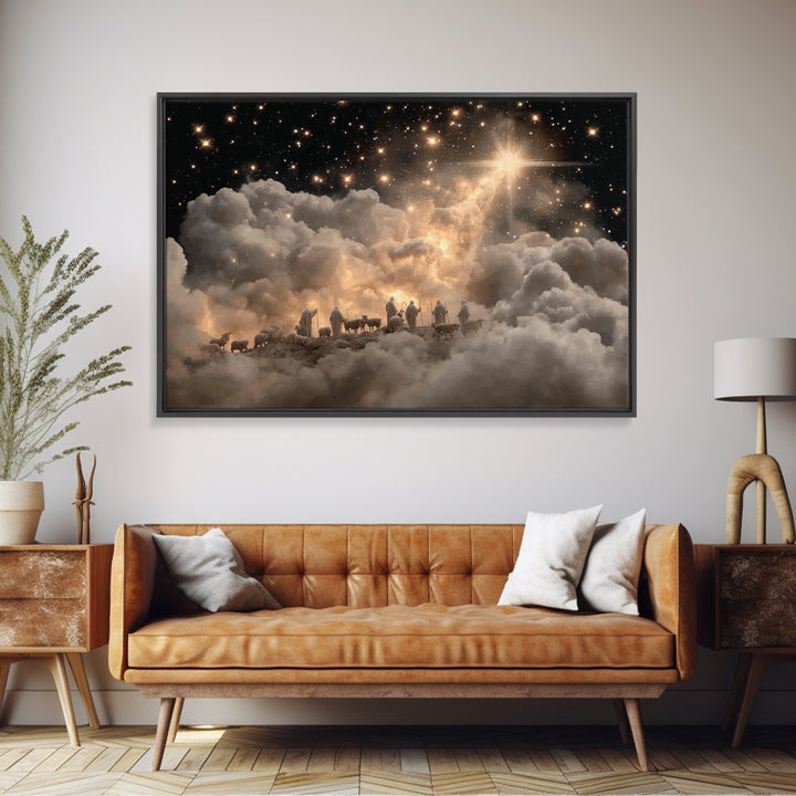 Starry Shepherds – Framed Canvas Print – Christian Christmas Art – Christian Wall Art – Christian Art Canvas – Christmas Art Prints
