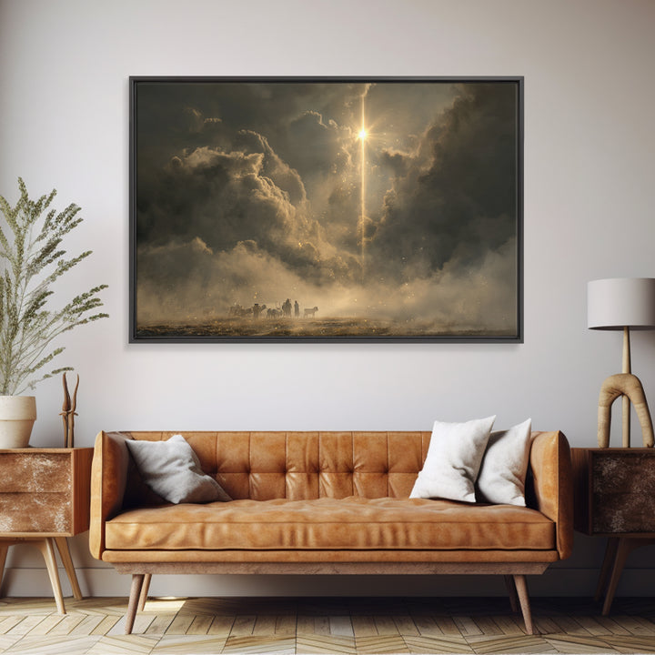 Heavenly Sign – Framed Canvas Print – Christmas Wall Art – Christian Art Canvas – Christian Christmas Art – Moody Christmas Art
