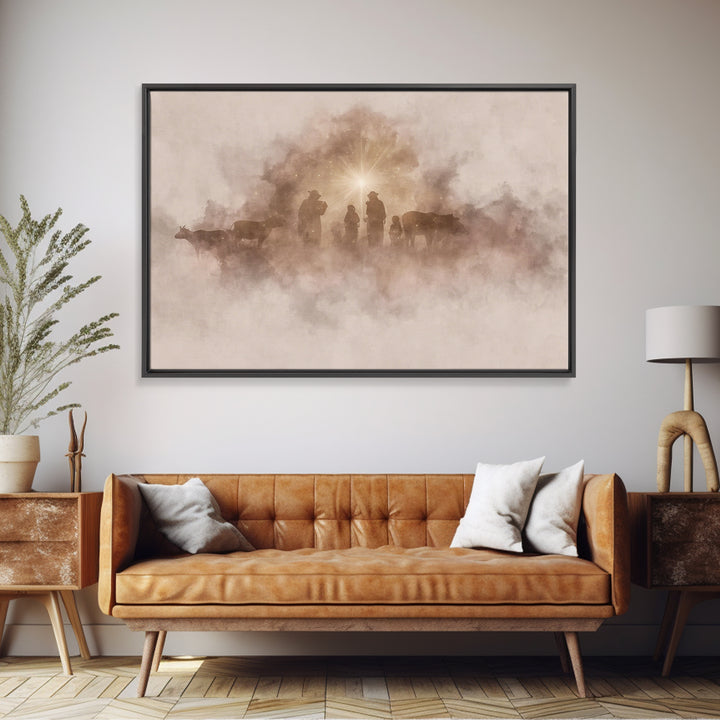 Glow Of Bethlehem, Framed Canvas Print, Christian Christmas Art, Christian Wall Art, Christmas Art Prints, Christian Art Canvas