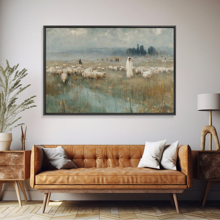 Pasture Of Peace – Framed Canvas Print – Christian Art Canvas – Christian Wall Art – Christian Art Painting – Christian Art