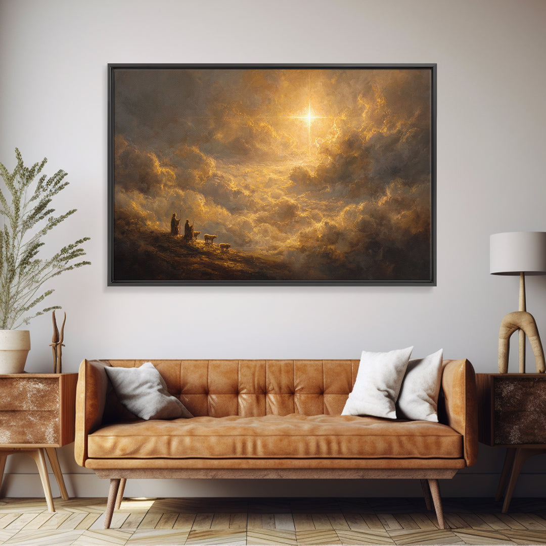 Dawn Star, Framed Canvas Print, Christmas Wall Art, Christian Christmas Art, Christian Art Canvas, Framed Christmas Art