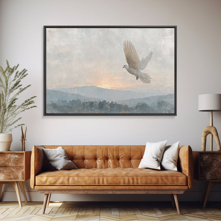 Dove Of Dawn – Framed Canvas Print – Christian Art Canvas – Christian Wall Art – Christian Christmas Art – Vintage Christian Art – Christia