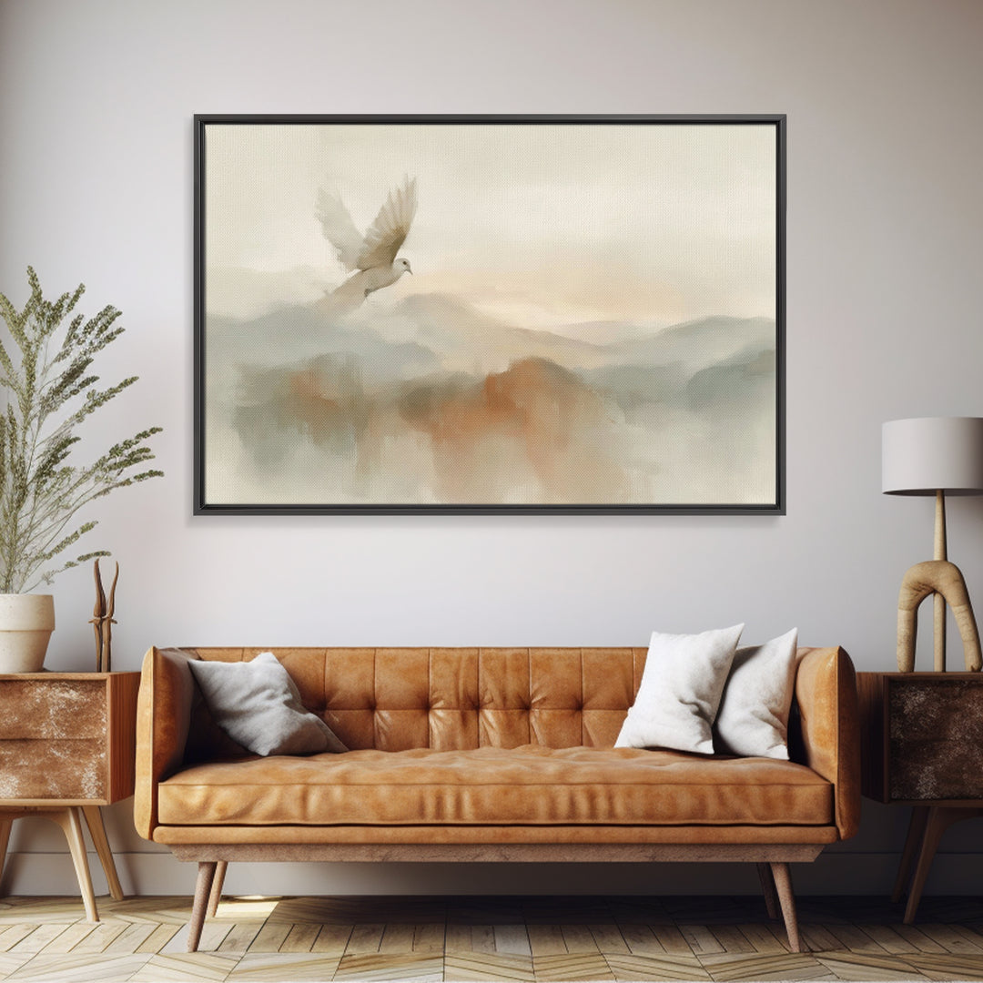 Peaceful Dove Rise – Framed Canvas Print – Christian Wall Art – Christian Art Canvas – Christian Art – Christmas Art – Christian Gift Ideas