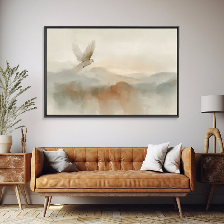 Peaceful Dove Rise – Framed Canvas Print – Christian Wall Art – Christian Art Canvas – Christian Art – Christmas Art – Christian Gift Ideas