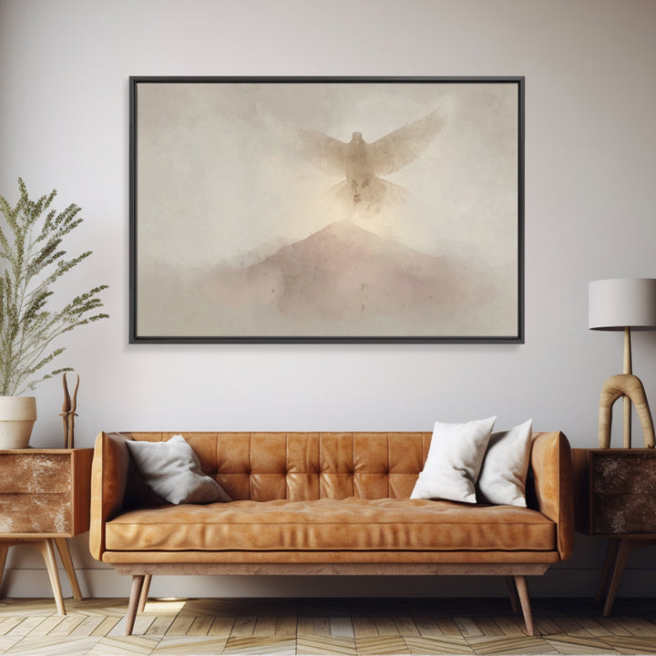 Mountain Spirit Light, Framed Canvas Print, Christian Art Canvas, Christian Wall Art, Minimalist Christian Art, Christmas Art, Christian De