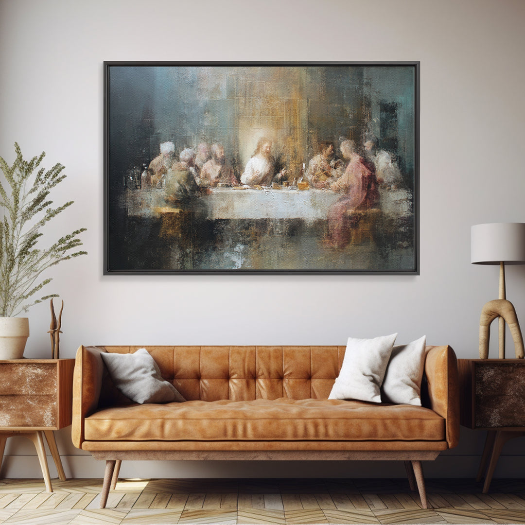 Last Supper Reverence, Framed Canvas Print, Christian Wall Art, Christian Art Canvas, Christian Painting, Vintage Christian Art, Christian