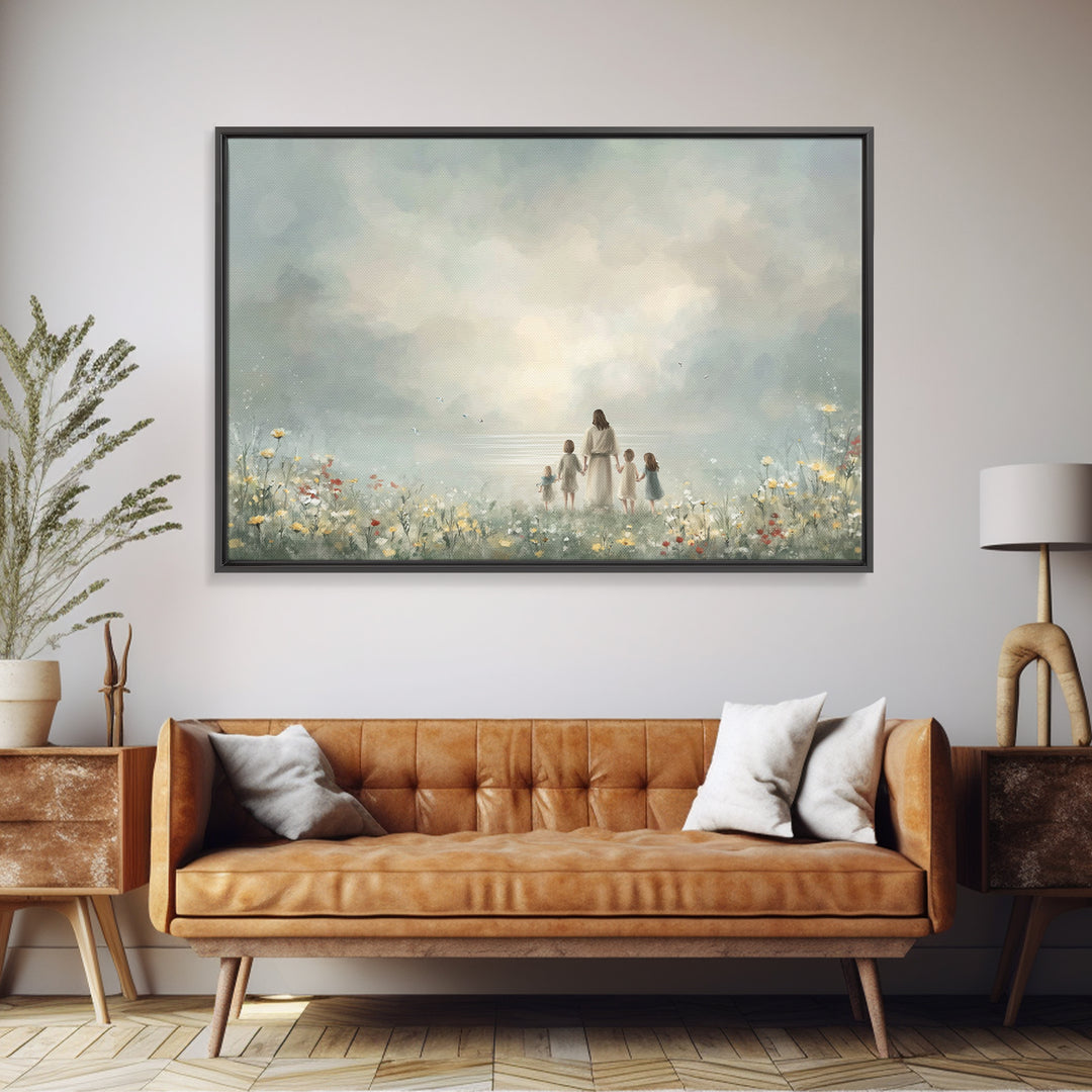 Heavenly Shepherd – Framed Canvas Print – Christian Wall Art – Jesus Painting – Christian Art Canvas – Christian Christmas Art