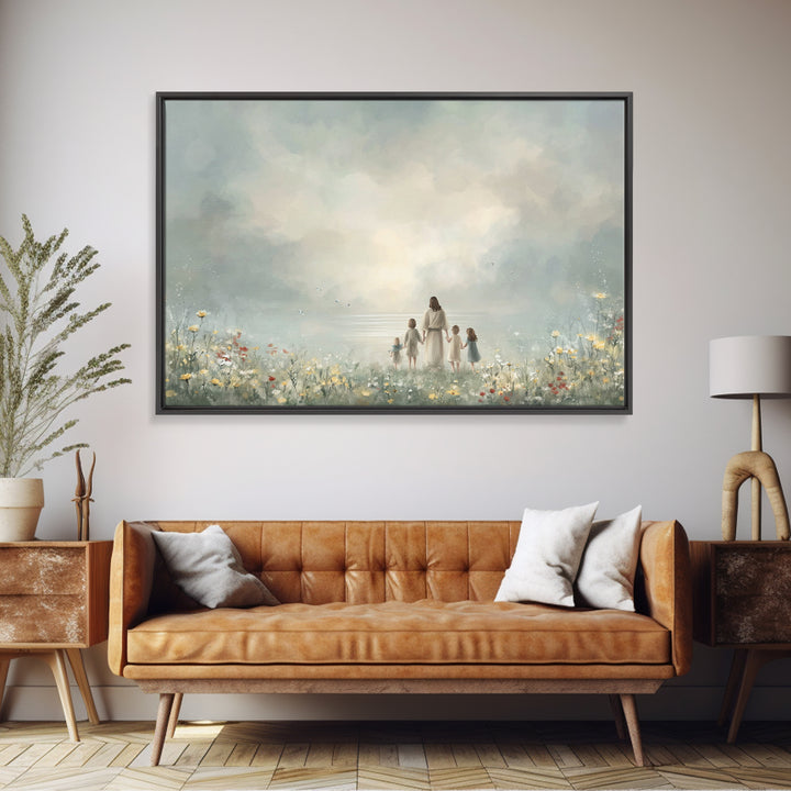 Heavenly Shepherd – Framed Canvas Print – Christian Wall Art – Jesus Painting – Christian Art Canvas – Christian Christmas Art