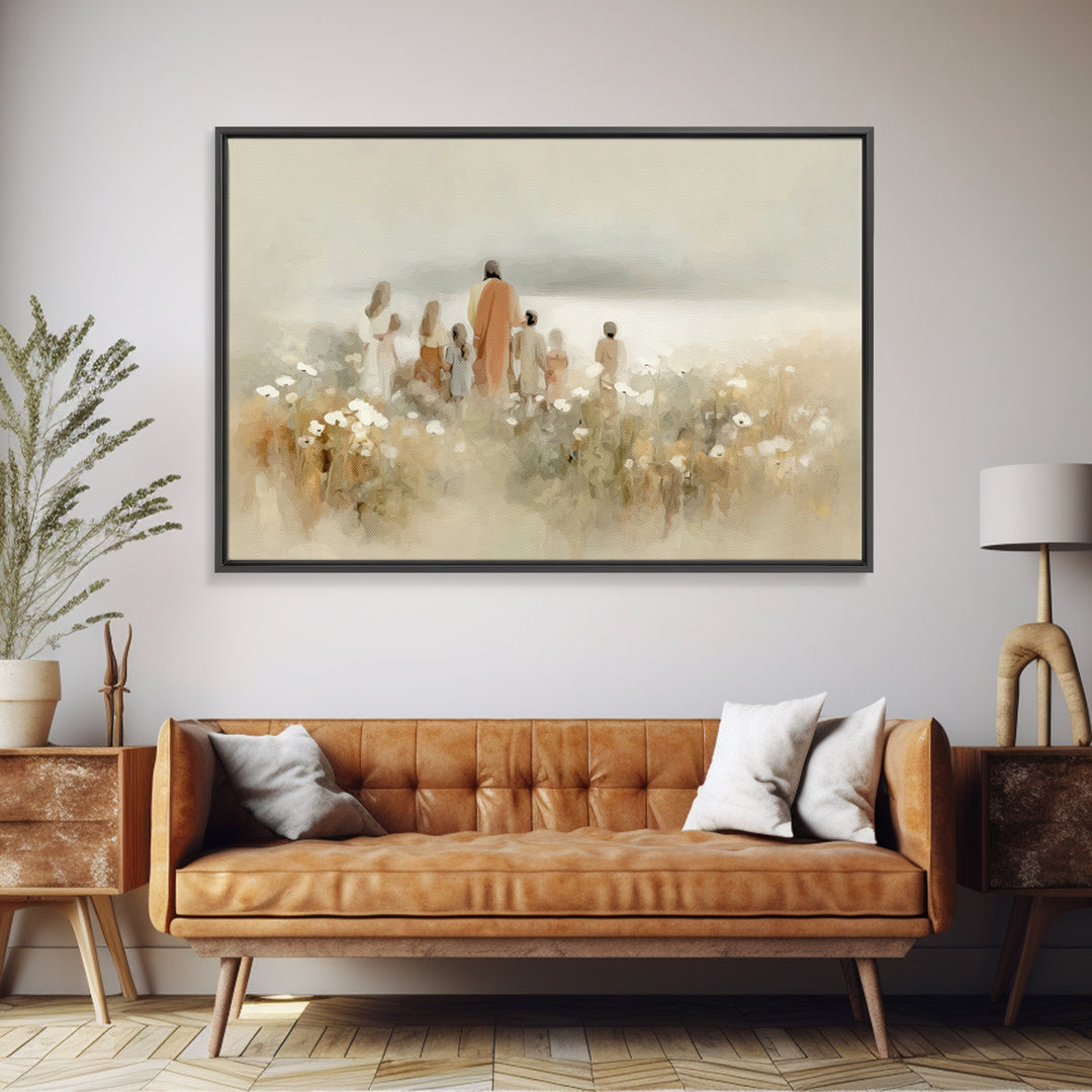 Frosted Journey | Framed Canvas Print | Christian Wall Art | Jesus Paintings | Christian Christmas Art | Modern Christian Painting