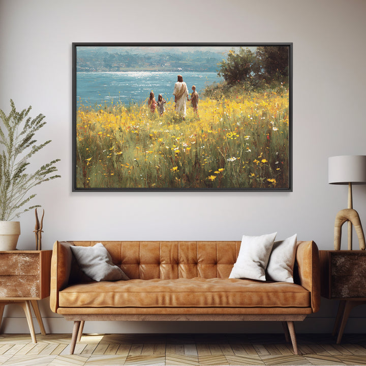 River Of Stillness, Framed Canvas Print, Christian Art Canvas, Jesus Wall Art, Subtle Christian Art, Christmas Art Framed