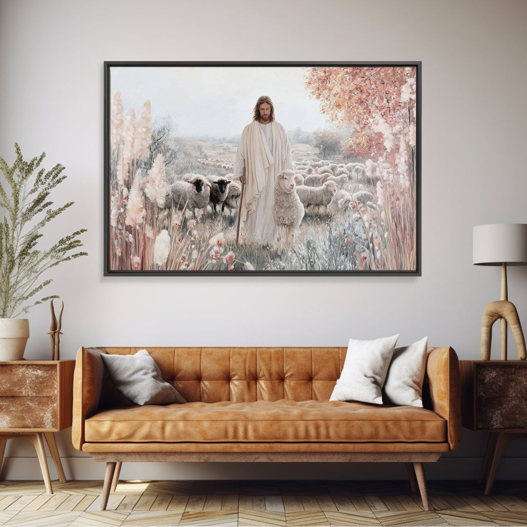 Morning Renewal, Framed Canvas Print, Christian Art Painting, Christmas Wall Art, Christian Art Print, Blue Christian Art