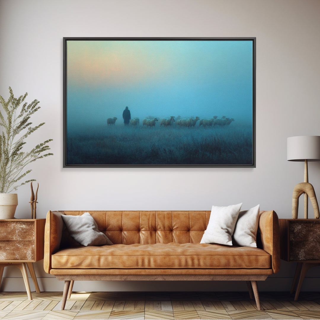 Lighted Journey – Framed Canvas Print – Jesus Wall Art – Christian Art Canvas – Moody Christian Art – Framed Christmas Art