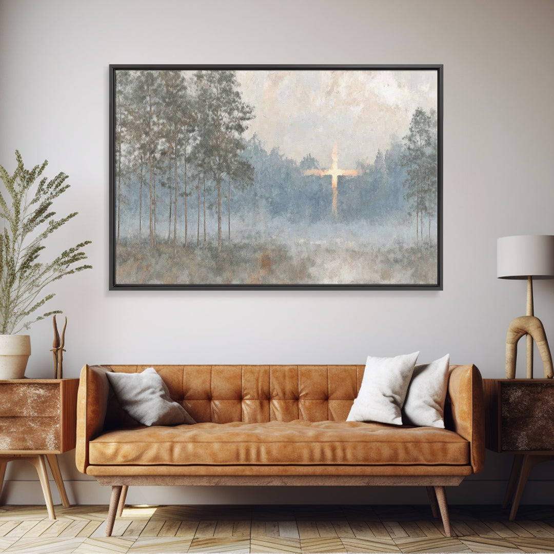 Woodland Peace – Framed Canvas Print – Jesus Painting – Christian Wall Art – Moody Christian Art – Christian Art Canvas – Large Christian P