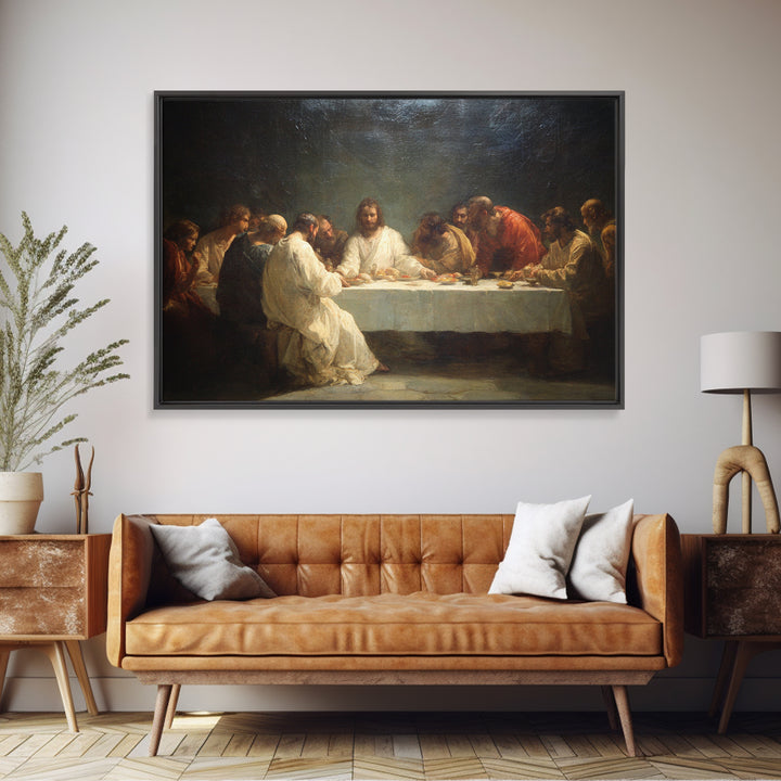 Misty Field Shepherd – Framed Canvas Print – Christian Art – Jesus Painting – Christian Wall Art – Christian Art Canvas – Moody Christian A