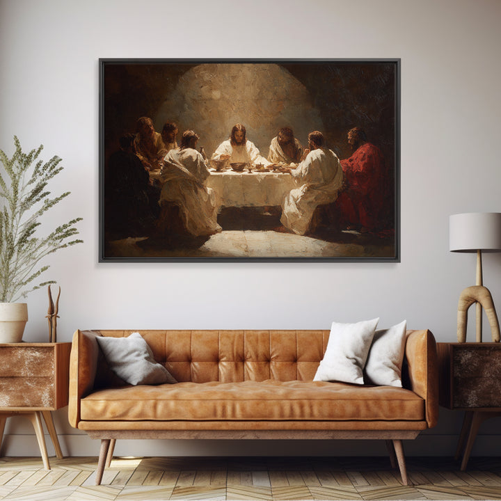 Shepherd’s Meadow Walk – Framed Canvas Print – Christian Art Canvas – Christian Wall Art – Jesus Painting – Christian Gift – Pastoral Scene