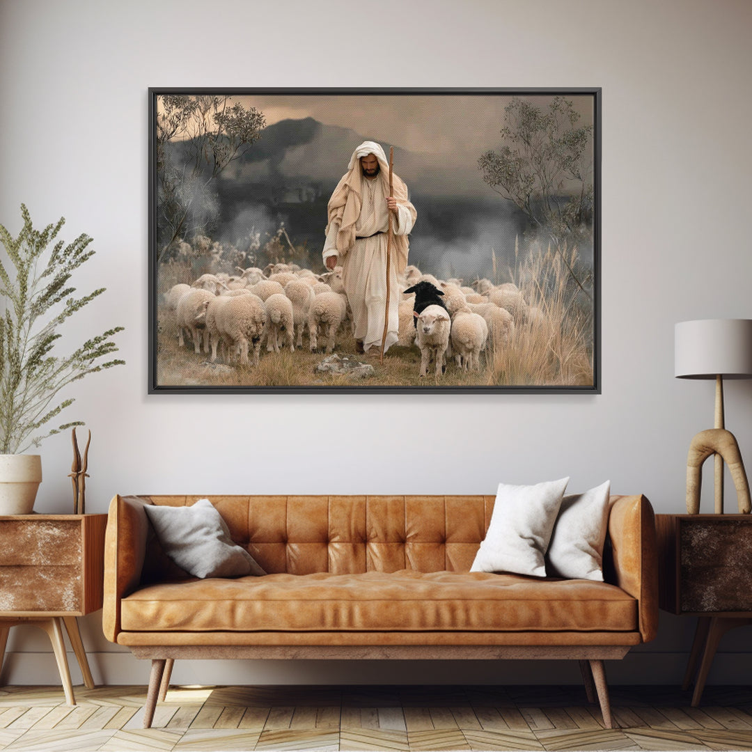 Light Of His Way – Framed Canvas Print – Jesus Painting – Christian Wall Art – Moody Christian Art – Christian Art Canvas – Christian Gift
