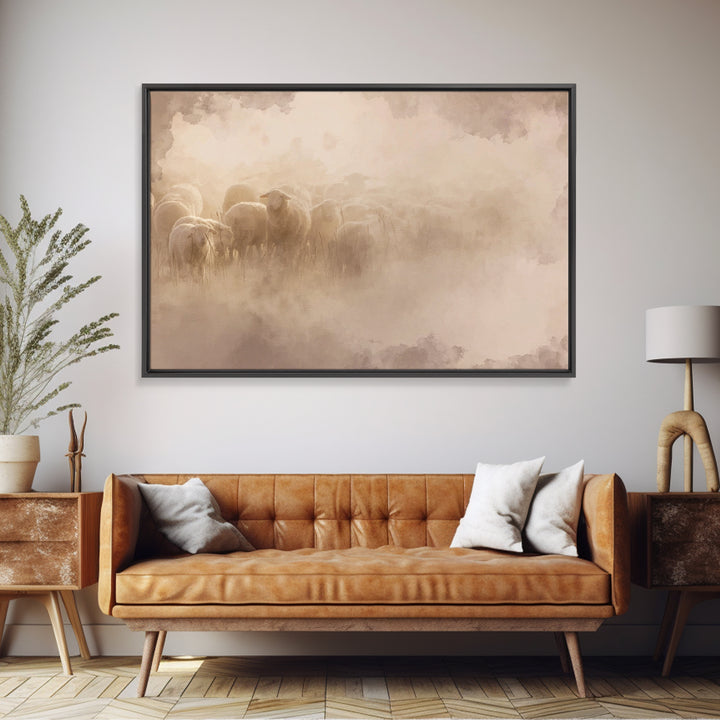 Silent Footsteps Calm | Framed Canvas Print | Christian Wall Art | Minimalist Christian Art | Christian Art Canvas | Christian Decor | Subt