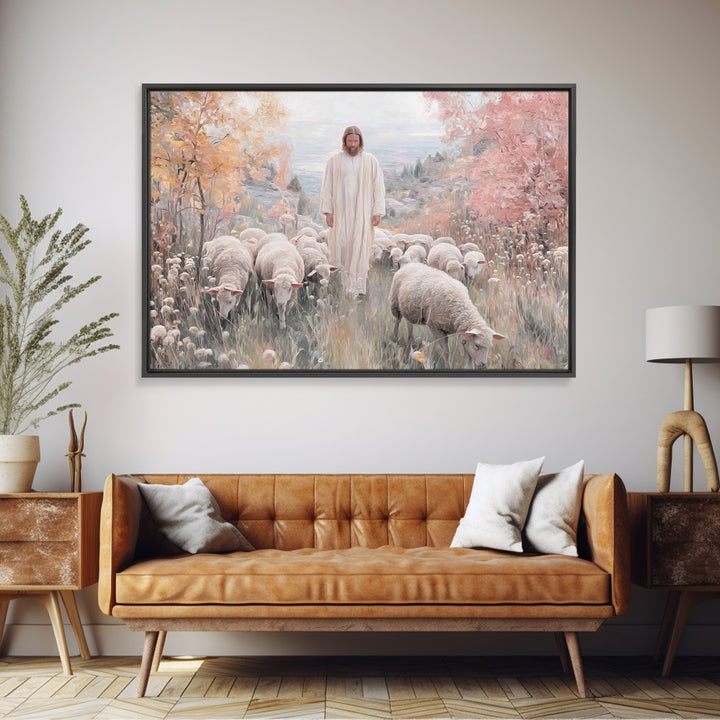 Autumn Grace Walk, Framed Canvas Print, Christian Art Canvas, Christian Wall Art, Jesus Painting, Christian Decoration, Christian Gift Idea