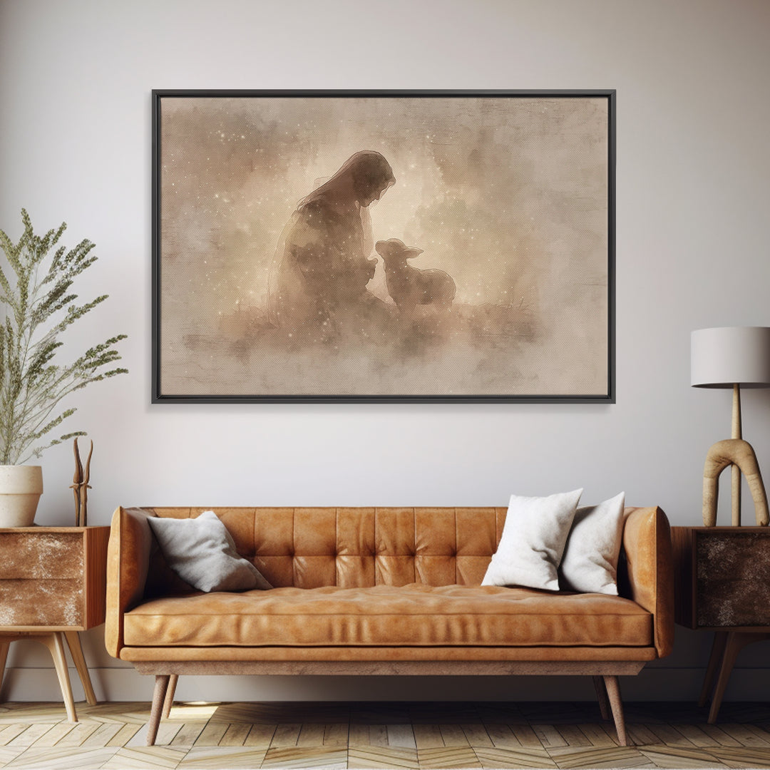 Dawnlight Sanctuary, Framed Canvas Print, Christian Art, Christian Art Canvas, Christian Wall Art, Jesus Painting, Modern Christian Art