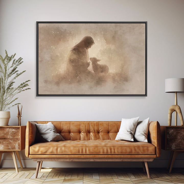 Dawnlight Sanctuary, Framed Canvas Print, Christian Art, Christian Art Canvas, Christian Wall Art, Jesus Painting, Modern Christian Art