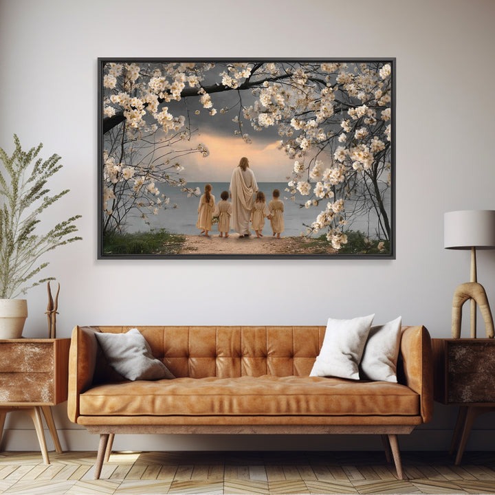Shepherds Of Light, Framed Canvas Print, Christian Wall Art, Christian Painting, Jesus Canvas Art, Christian Christmas Decor, Large Christi