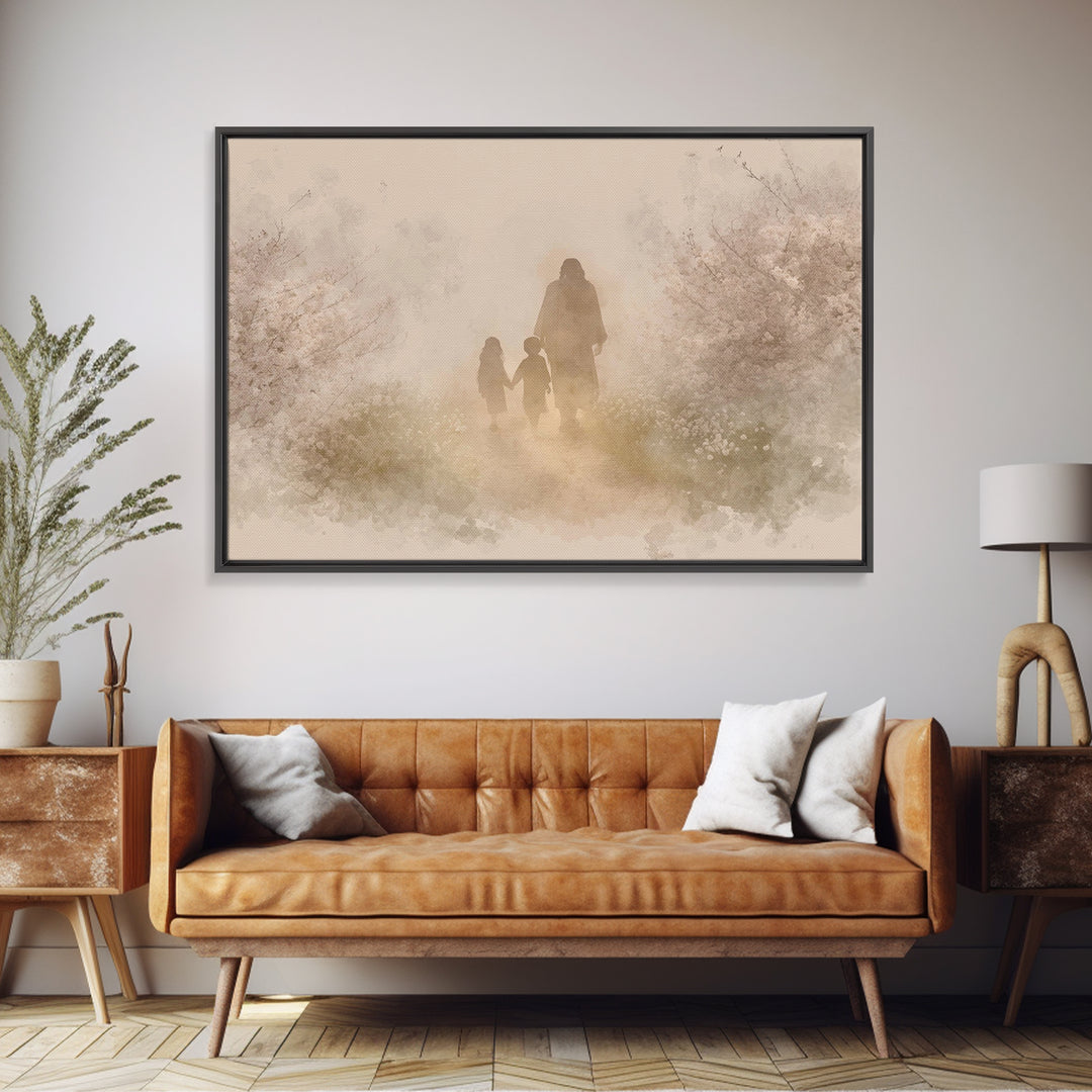 Winter Angel Light | Framed Canvas Print | Christian Wall Art | Christian Art Canvas | Christmas Wall Art | Christian Decorations | Moody C