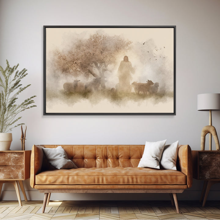 Divine Encounter – Framed Canvas Print – Christian Art – Moody Christmas Art – Christian Art Painting – Christmas Wall Art – Christian Art
