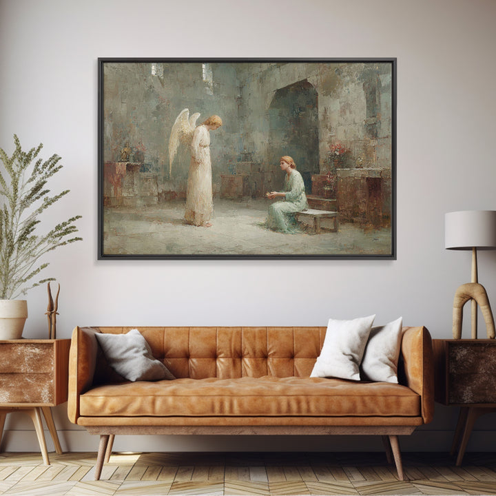 Holy Annunciation – Framed Canvas Print – Christian Christmas Art – Christian Art Canvas – Christian Wall Art – Moody Christian Art – Chris