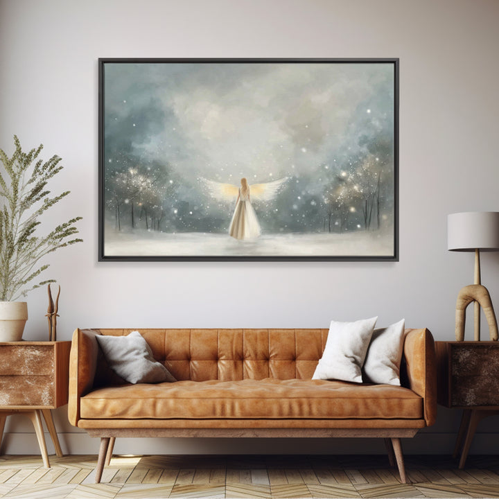 Hilltop Crosslight – Framed Canvas Print – Christian Art – Christian Wall Art – Moody Christian Art – Christian Art Canvas – Christmas Art