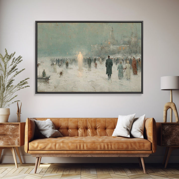 Holy Manger Silence – Framed Canvas Print – Christmas Art – Christian Art Work – Christian Art Canvas – Framed Christmas Art – Christian Ch