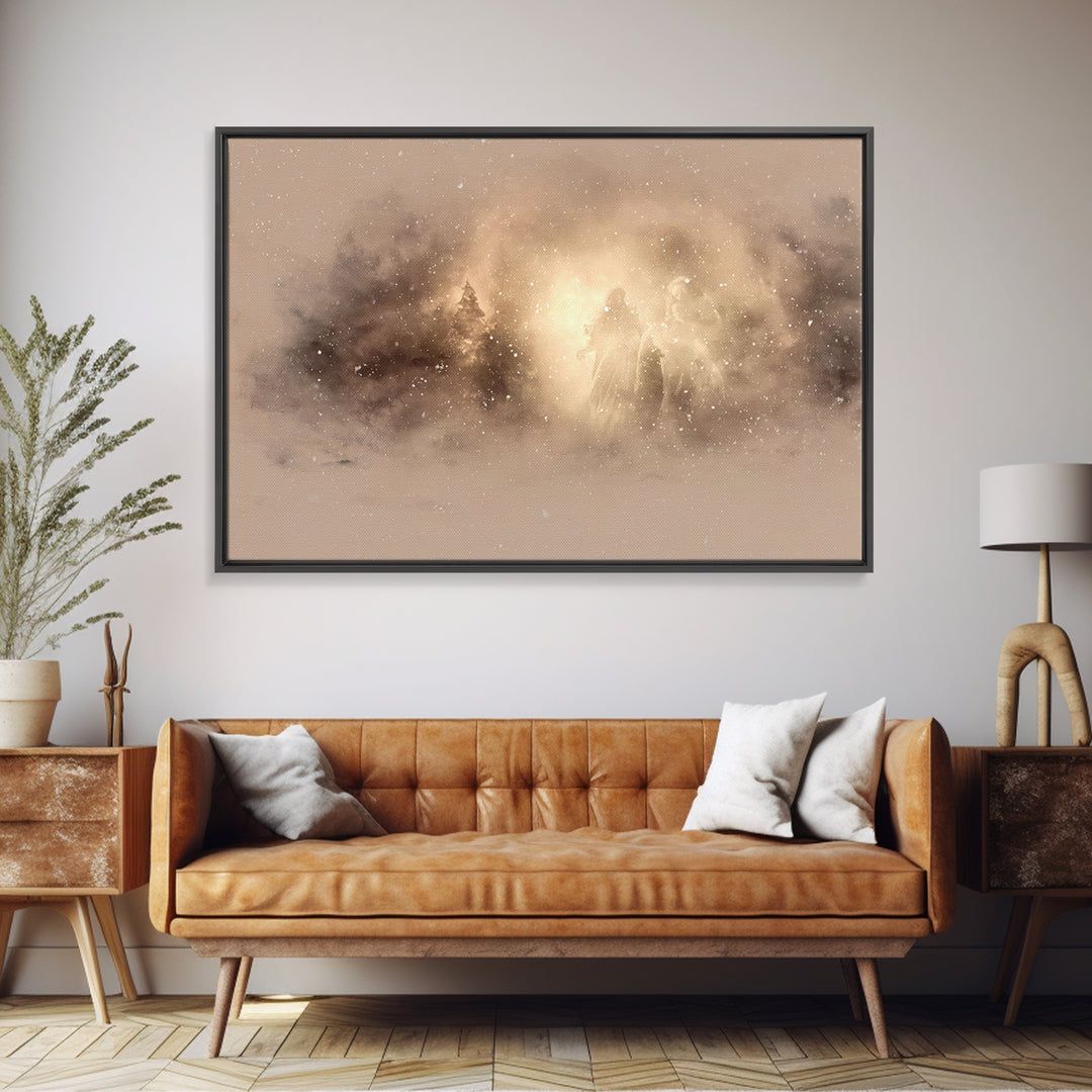 Shepherd Of Peace – Framed Canvas Print – Christian Art – Christian Wall Art – Minimalist Christian Art – Christian Art Print – Christmas A