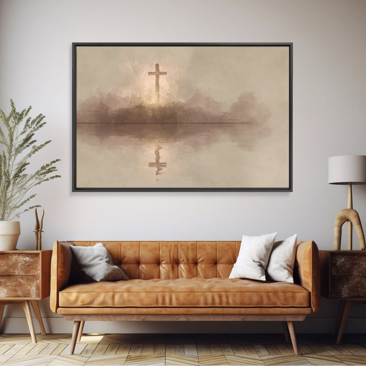 Starborne Cross – Framed Canvas Print – Christian Art – Christian Art Canvas – Moody Christian Art – Christian Art Painting – Christian Wal