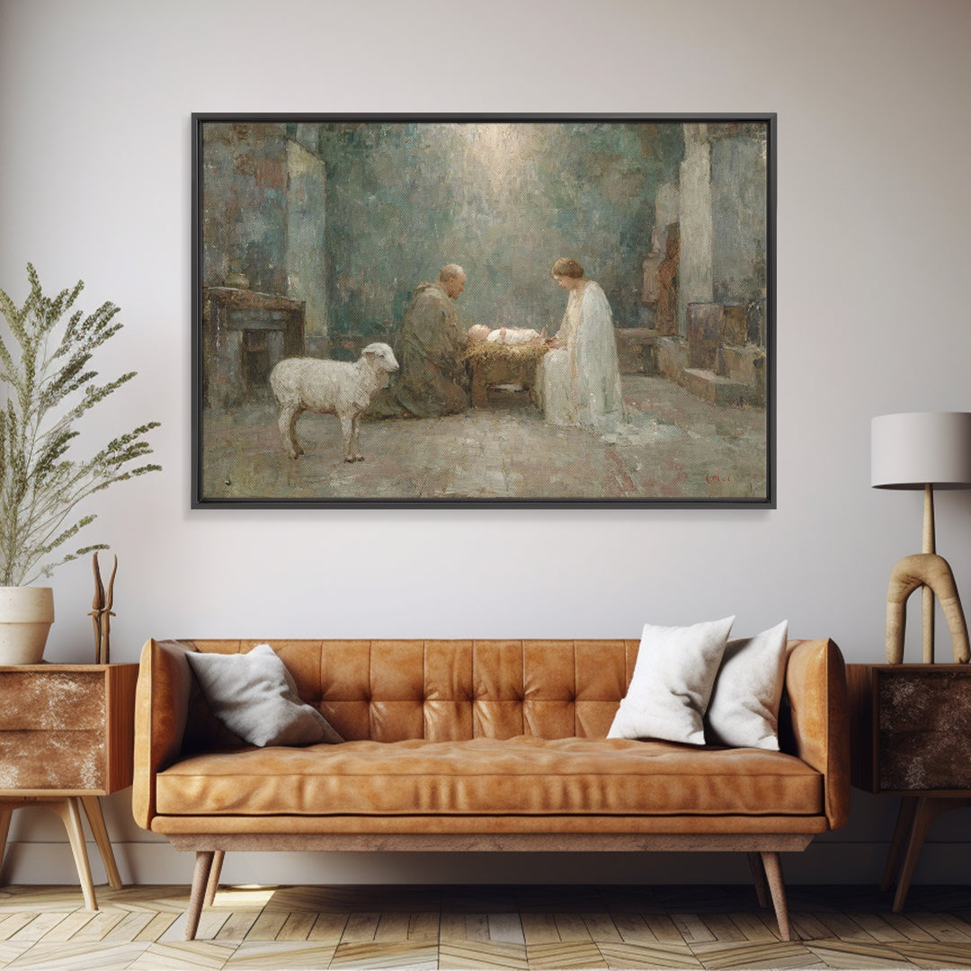 Soft Crosslight – Framed Canvas Print – Minimalist Christian Art – Christian Art Canvas – Christian Wall Art – Abstract Christian Art – Chr