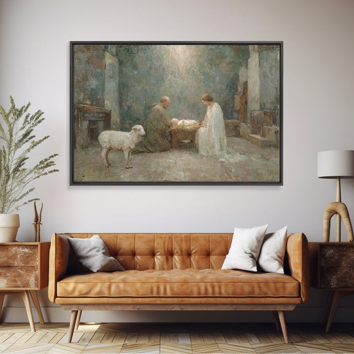 Soft Crosslight – Framed Canvas Print – Minimalist Christian Art – Christian Art Canvas – Christian Wall Art – Abstract Christian Art – Chr