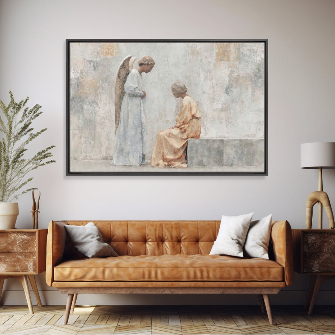 Angel’s Peace, Framed Canvas Print, Christian Art Canvas, Modern Christian Art, Christian Wall Art, Christian Christmas Art, Christian Gift