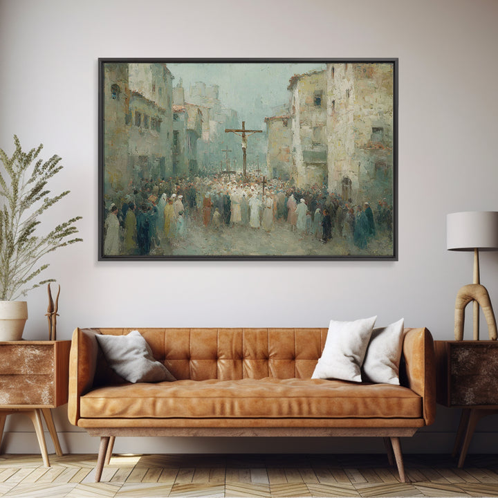 Angelic Assembly | Framed Canvas Print | Christian Art Print | Christian Wall Art | Christian Painting | Christmas Wall Art