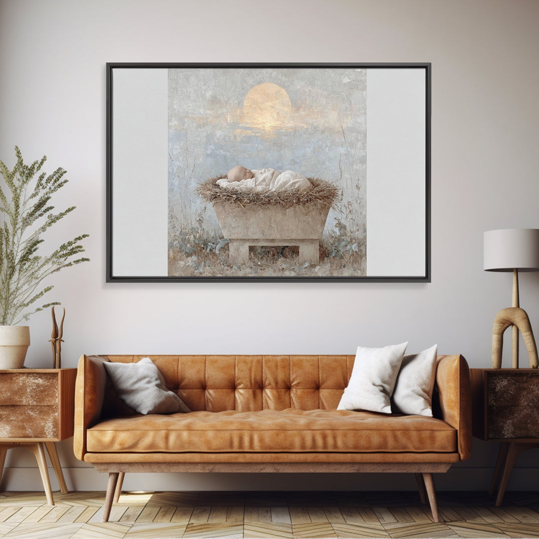 Starry Miracle – Framed Canvas Print – Christmas Art – Christian Christmas Art – Christian Art Canvas – Christmas Wall Art – Framed Christm
