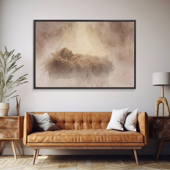Sacred Nativity | Framed Canvas Print | Christian Art Canvas | Christmas Art | Christian Christmas Art | Christian Wall Art | Framed Christ
