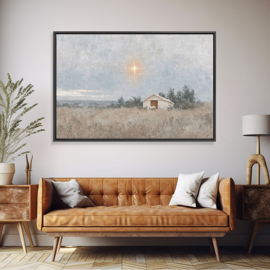 Radiant Snow Chapel, Framed Canvas Print, Christian Wall Art, Framed Christmas Art, Christian Art Painting, Christmas Canvas Wall Art
