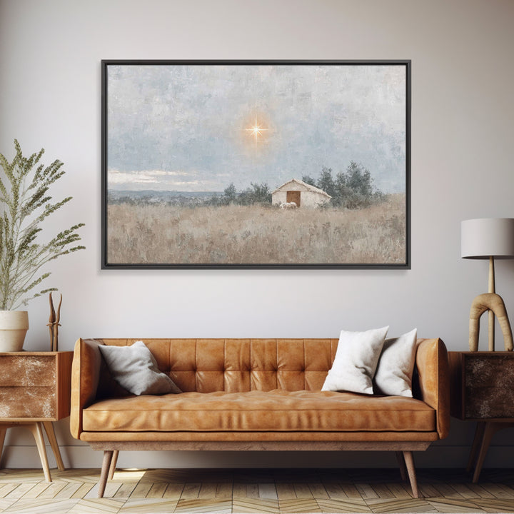 Radiant Snow Chapel, Framed Canvas Print, Christian Wall Art, Framed Christmas Art, Christian Art Painting, Christmas Canvas Wall Art