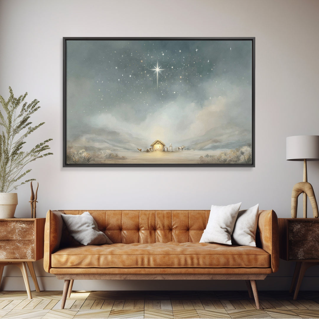 Divine Dawn Silhouette | Framed Canvas Print | Jesus Painting | Christian Wall Art | Moody Christian Art | Christian Art Print