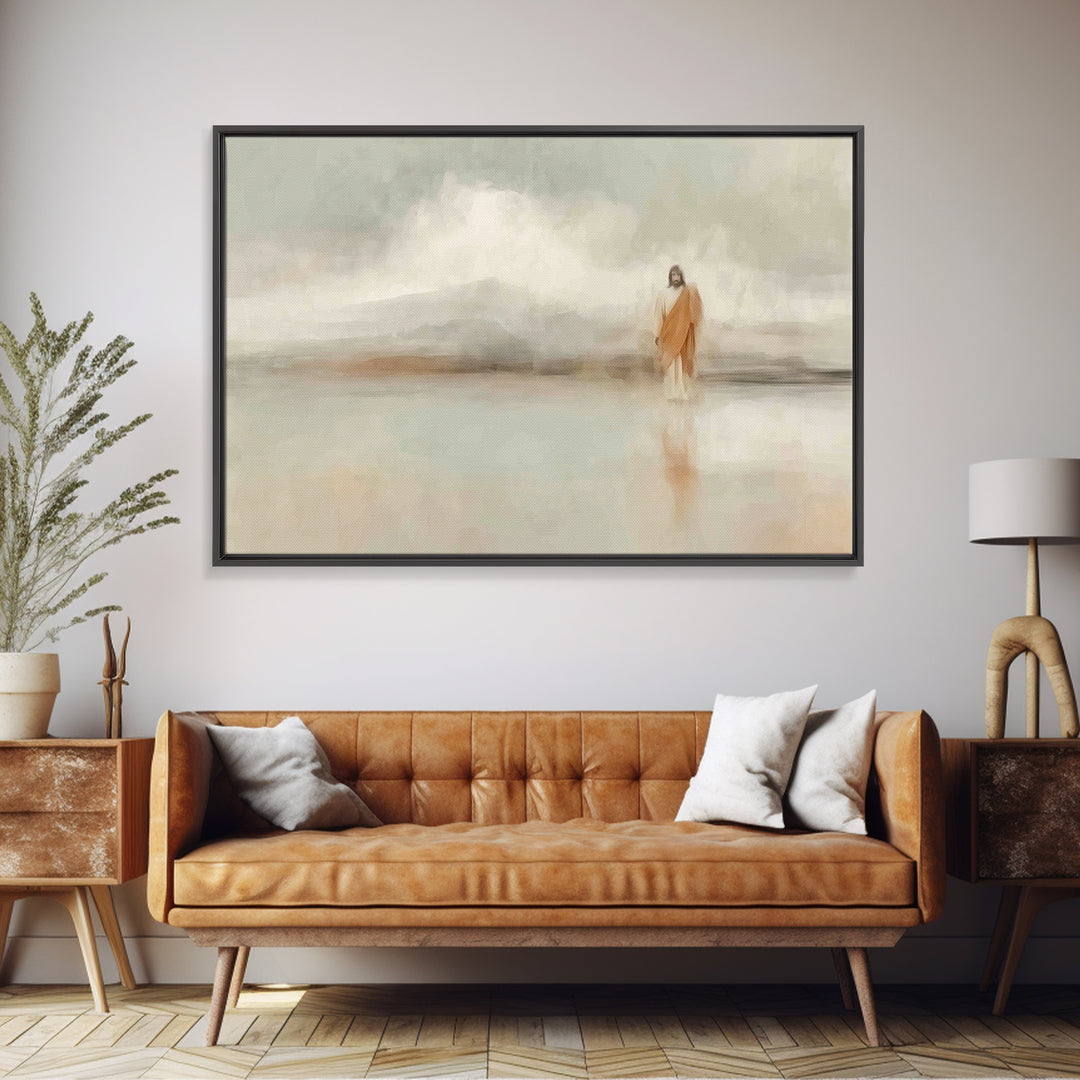 Gentle Bloom Lamb, Framed Canvas Print, Christian Art Painting, Christian Art Canvas, Christian Gift Ideas, Christian Wall Art, Subtle Chri