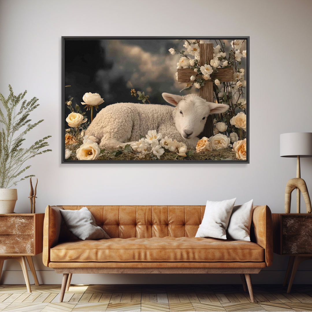 Quiet Meadow Hope, Framed Canvas Print, Christian Wall Art, Christian Art Print, Christian Painting, Modern Christian Art, Christian Christ