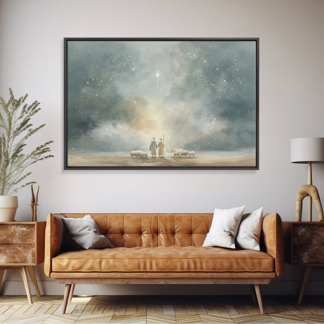Night Of Wonder, Framed Canvas Print, Christian Christmas Art, Christian Wall Art, Christmas Art Prints, Moody Christmas Art, Christian Dec