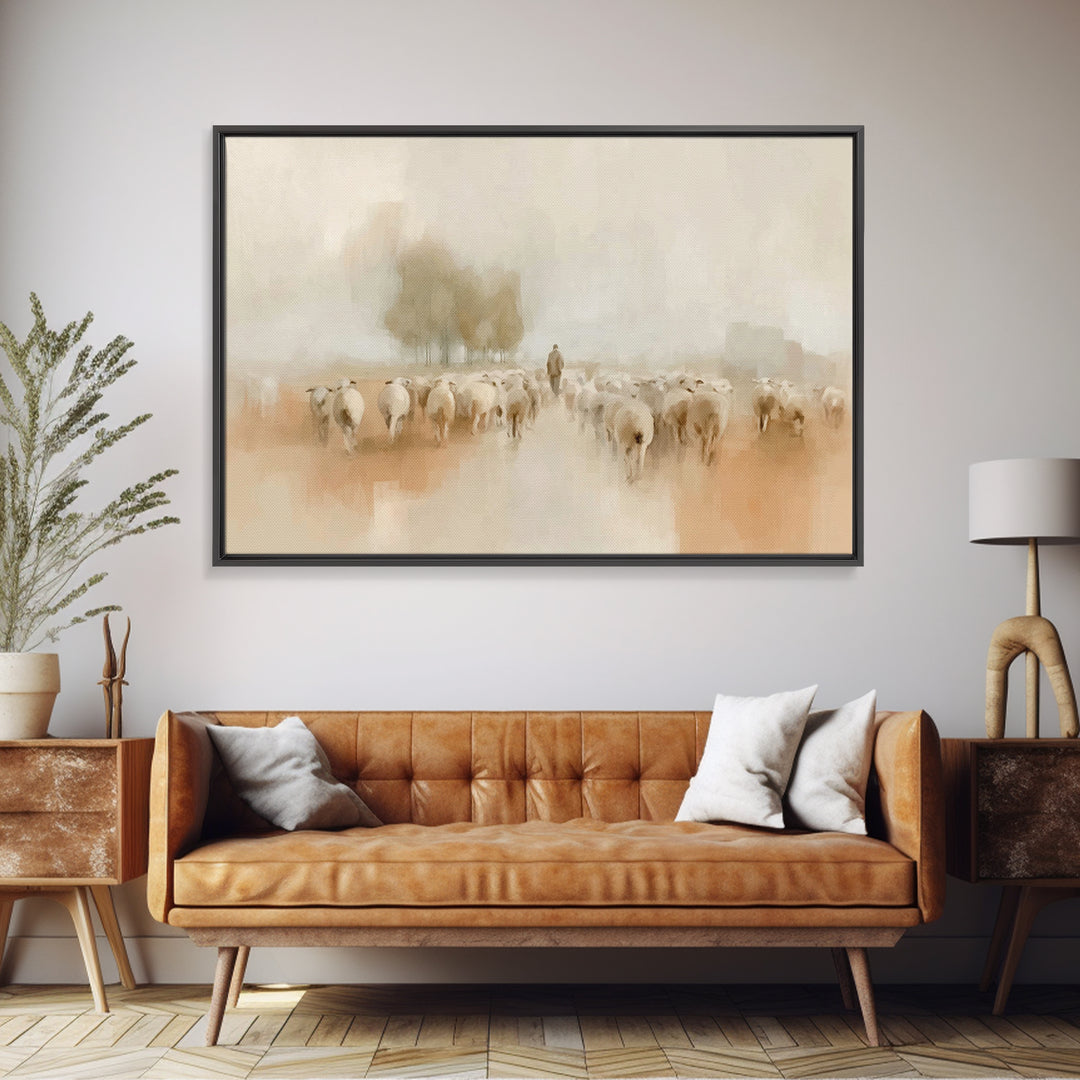 Shepherd’s Path Home, Framed Canvas Print, Christian Art Canvas, Christian Wall Art, Abstract Christian Art, Christian Gift Ideas, Subtle C