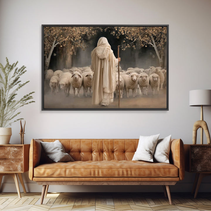 Pasture Of Mercy | Framed Canvas Print | Jesus Paintings | Christian Wall Art | Christian Art Canvas | Modern Christian Painting | Christia