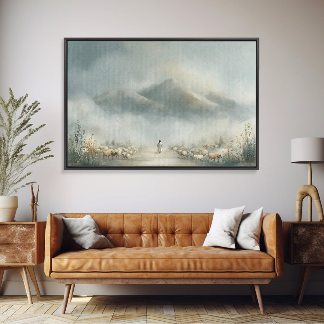 Mountains Of Promise – Framed Canvas Print – Christian Christmas Art – Christian Art Canvas – Minimalist Christian Art – Christian Wall Art
