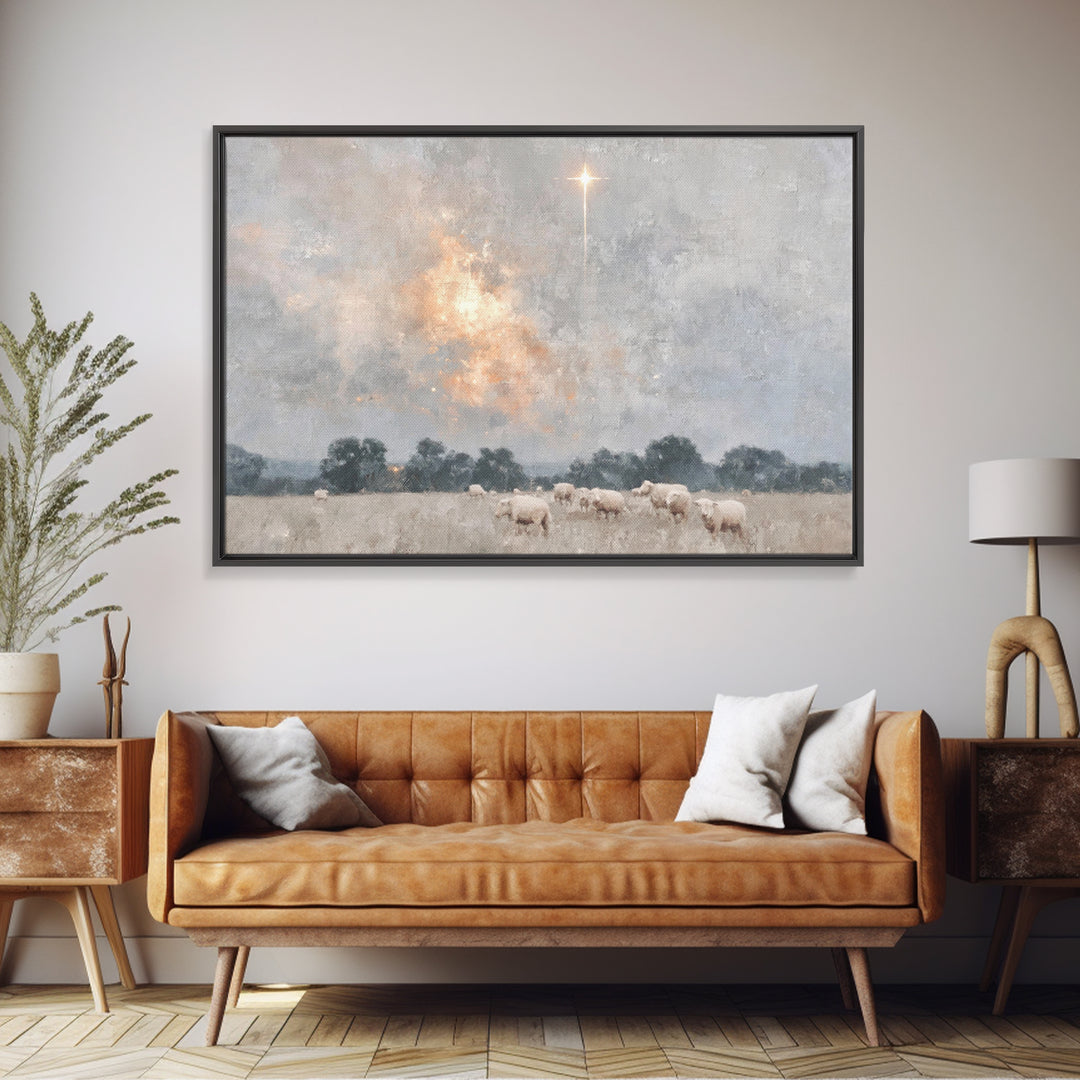 Light Of Salvation | Framed Canvas Print | Christian Art Canvas | Christian Wall Art | White Christmas Art | Christian Christmas Art | Chri