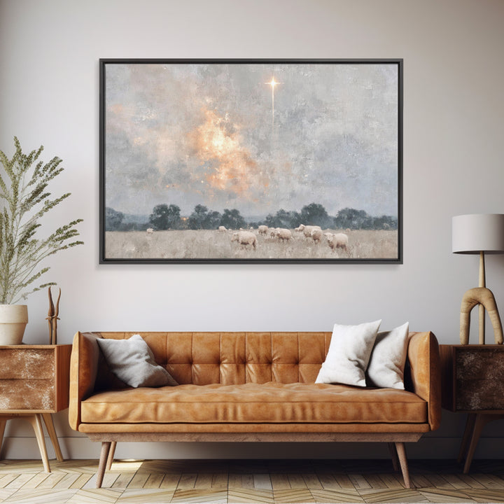 Light Of Salvation | Framed Canvas Print | Christian Art Canvas | Christian Wall Art | White Christmas Art | Christian Christmas Art | Chri